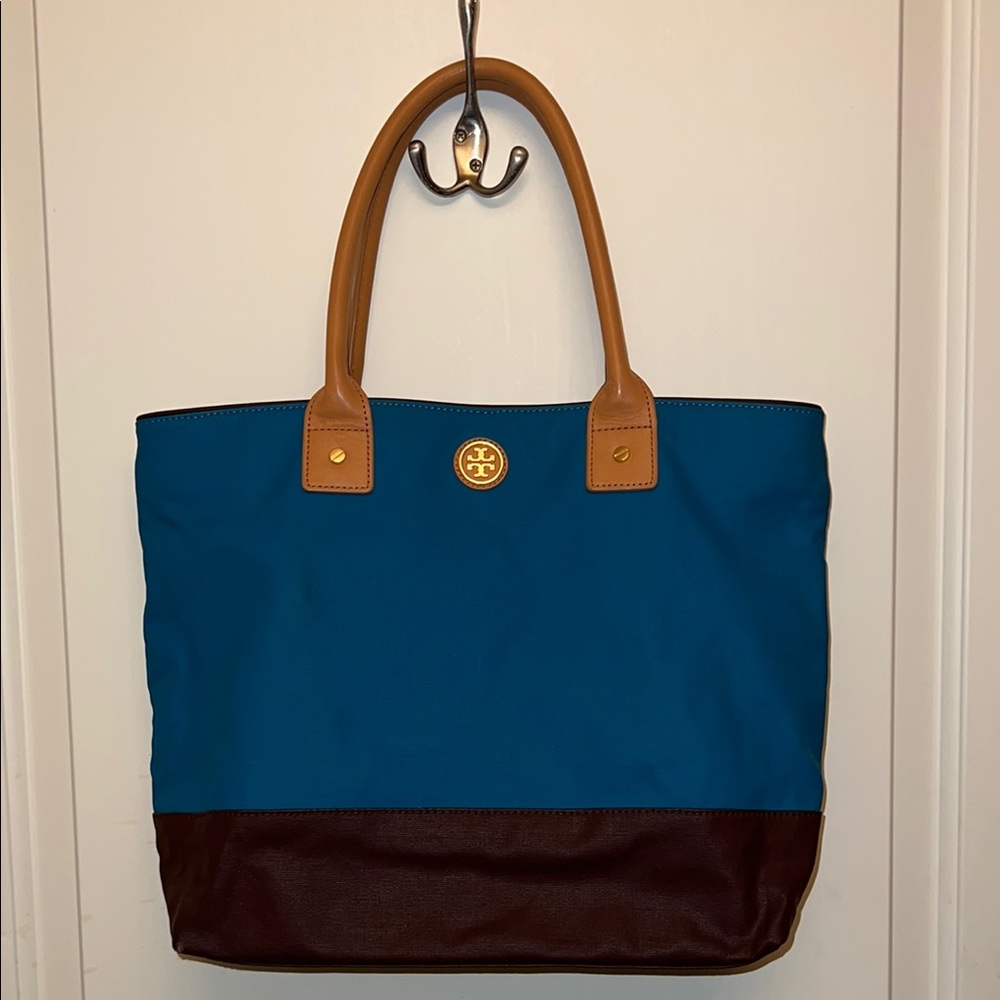 Tory Burch Blue and Brown Classic Tote